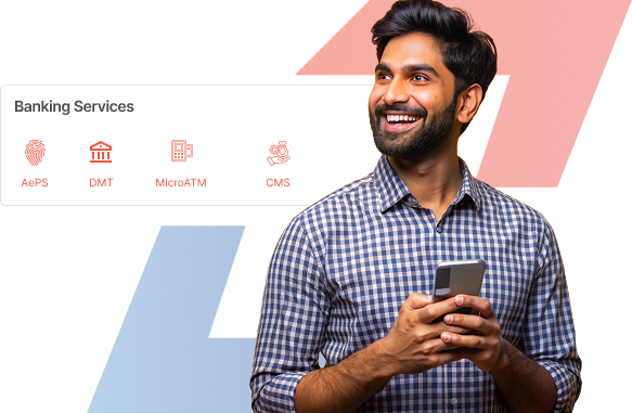 Man using banking services on smartphone